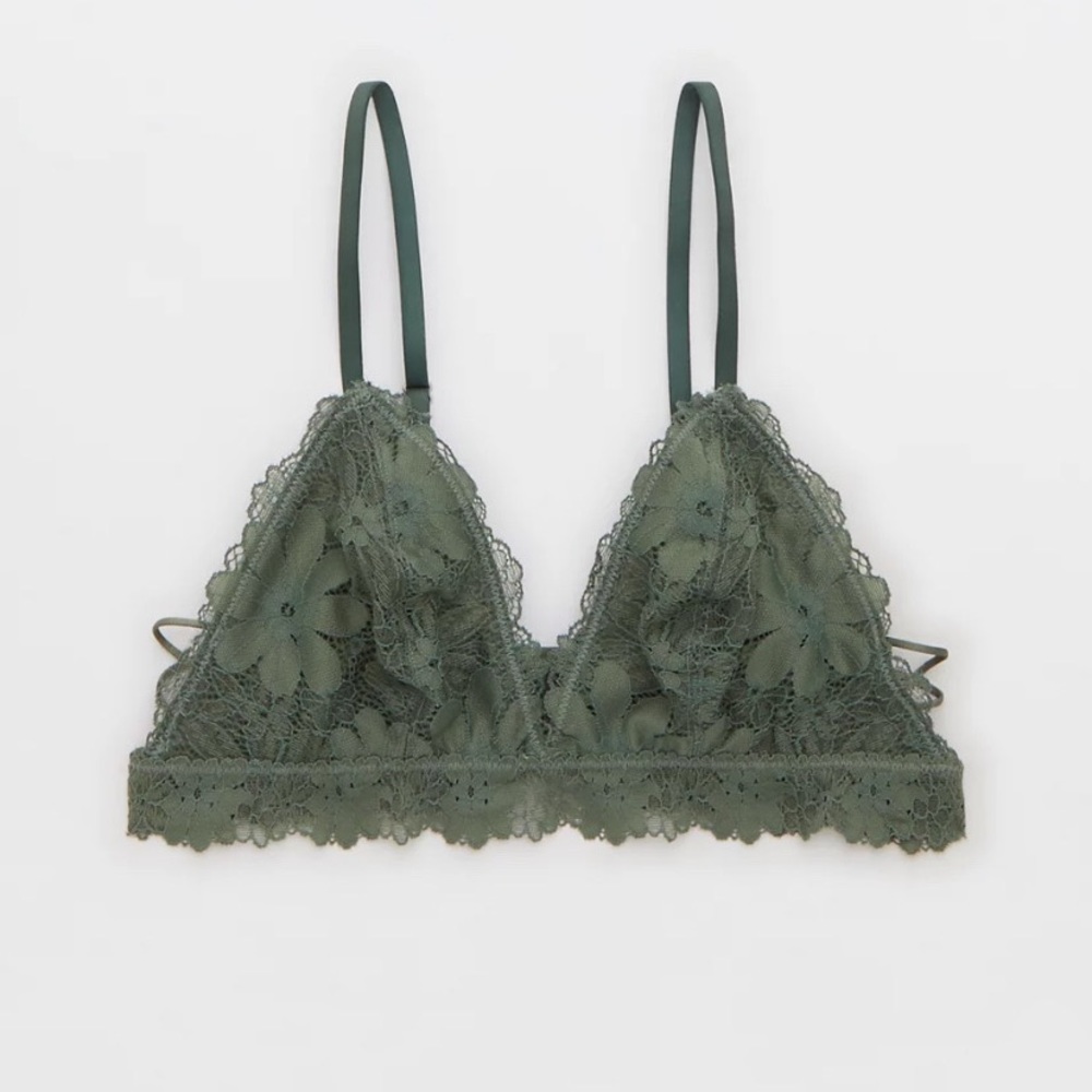 Aerie Green Rebel Lace Triangle Bralette